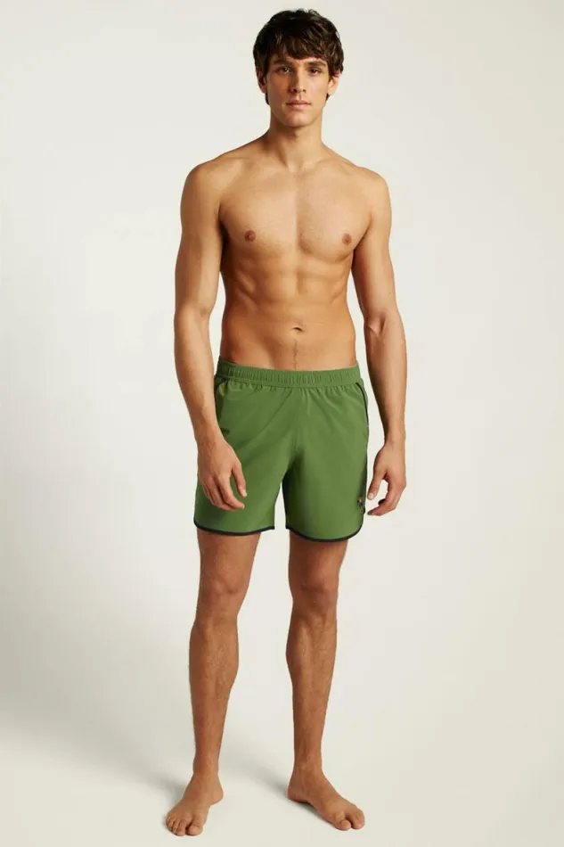Men Throwback Swim Trunks Green Toucan Embroidery Bonobos Swim Trunks