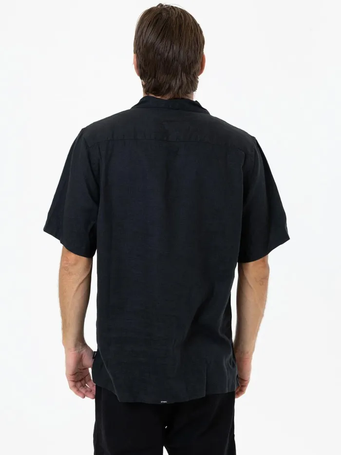 Mens Hemp Minimal Bowling Shirt Black Thrills Shirts