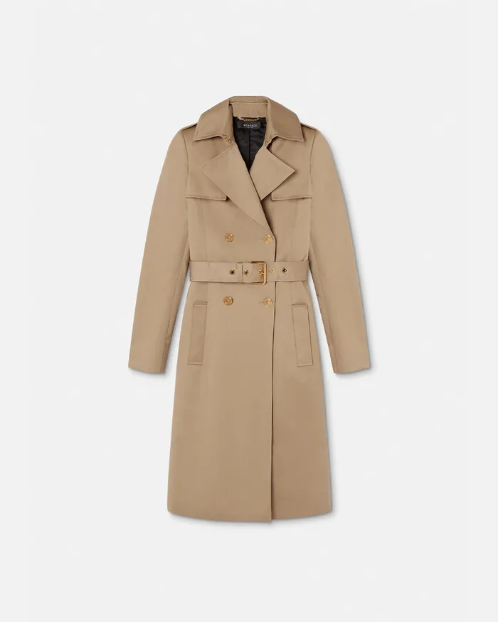 Outerwear and Coats Women Versace Gabardine Trench Coat Beige