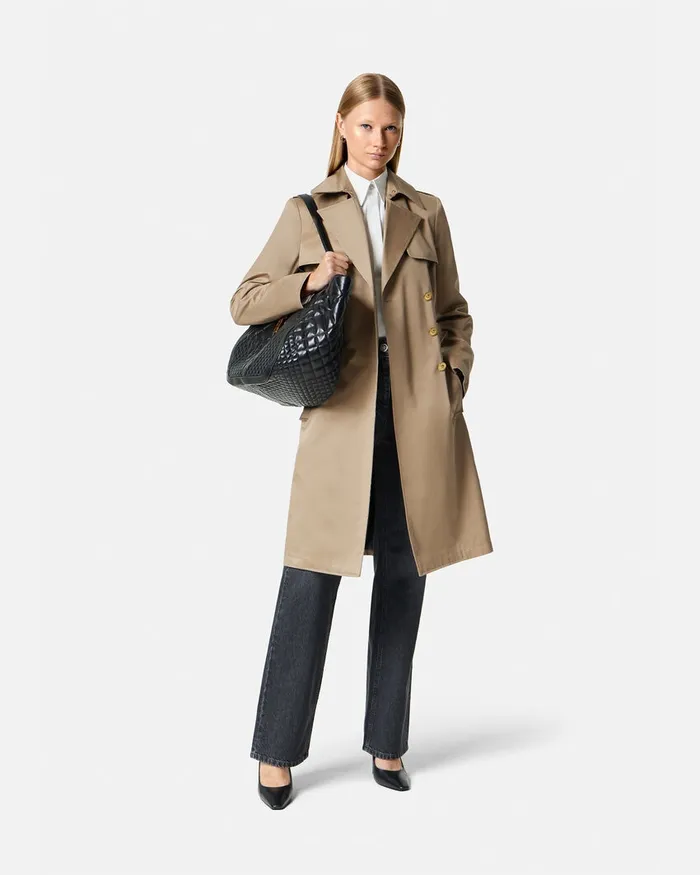 Outerwear and Coats Women Versace Gabardine Trench Coat Beige