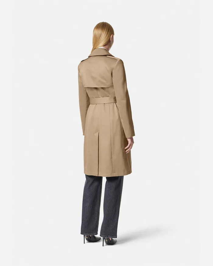 Outerwear and Coats Women Versace Gabardine Trench Coat Beige