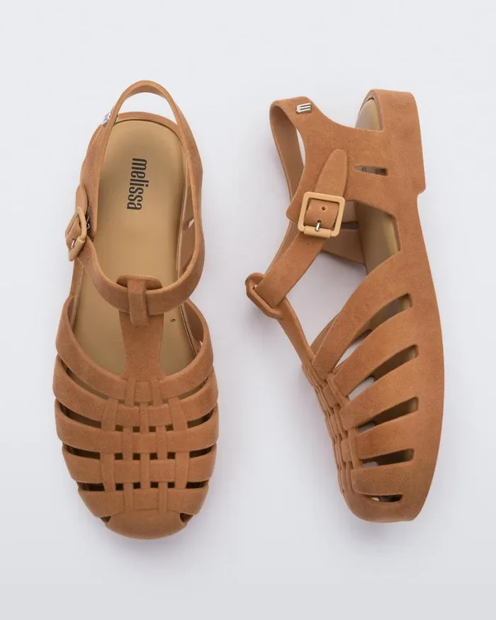Possession Velvet Beige Flocked Women Melissa Sandals