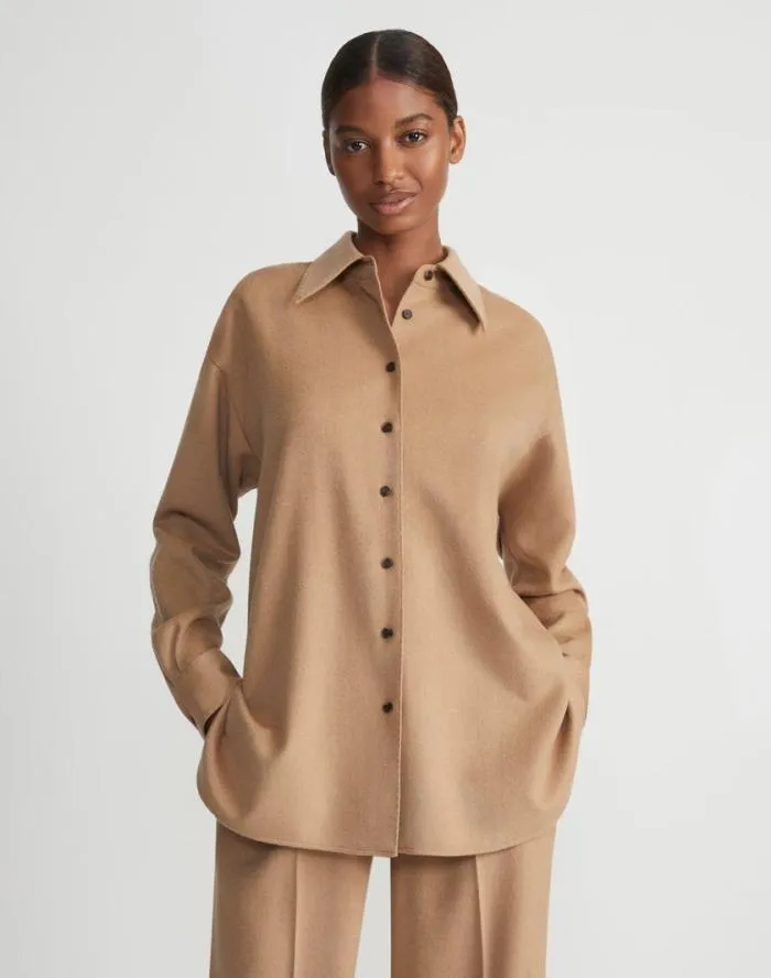 Ready To Wear Camel Hair Drop Shoulder Shirt Jacket Camel Lafayette 148 New York Blouses and Shirts