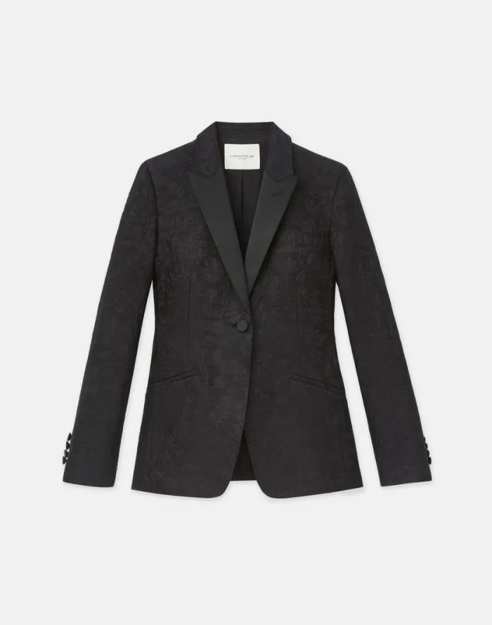 Ready To Wear Flora Bloom Jacquard WoolSilk Satin Lapel Blazer Black Lafayette 148 New York Jackets and Blazers Ready To Wear Flora Bloom Jacquard WoolSilk Satin Lapel Blazer Black Lafayette 148 New York Jackets and Blazers