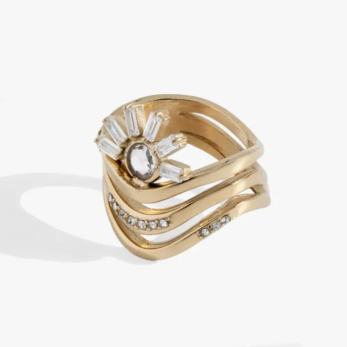 Rings Women Alex And Ani Waves Of Transformation Ring Stainless Steel Gold