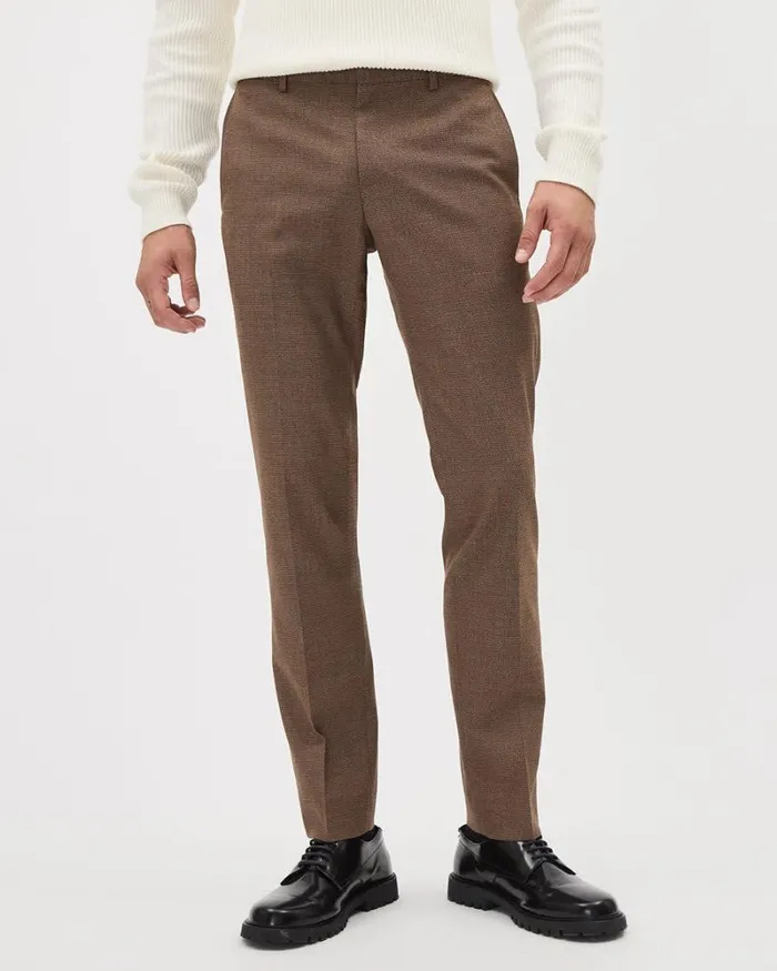 RWandCO Suits SlimFit Bronze Houndstooth Suit Pant Bronze Brown 8211 Men