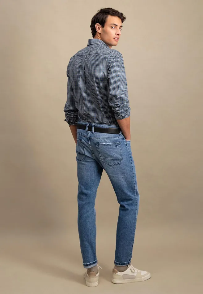 Sale Men FYNCHHATTON Carroted Shirt With Buttondown Collar Light Khakidark Emeraldvibrant Bluerust