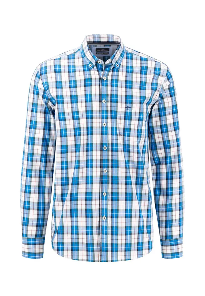 Sale Men FYNCHHATTON Carroted Shirt With Buttondown Collar Light Khakidark Emeraldvibrant Bluerust