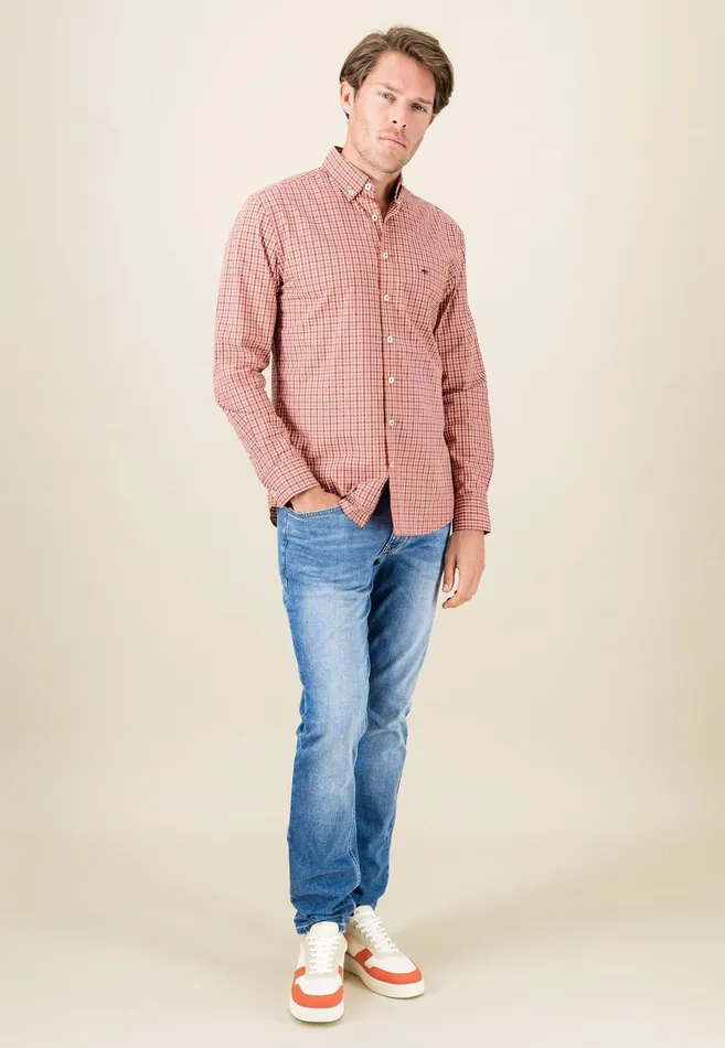 Sale Men FYNCHHATTON Carroted Shirt With Buttondown Collar Light Khakidark Emeraldvibrant Bluerust