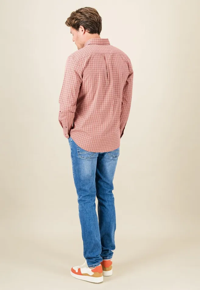 Sale Men FYNCHHATTON Carroted Shirt With Buttondown Collar Light Khakidark Emeraldvibrant Bluerust