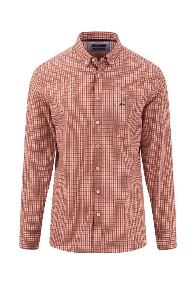 Sale Men FYNCHHATTON Carroted Shirt With Buttondown Collar Light Khakidark Emeraldvibrant Bluerust