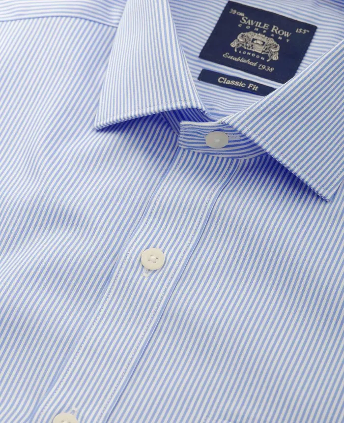 Savile Row Company Blue Cotton Twill Classic Fit Striped Formal Shirt 8211 Single Cuff Blue Stripe Men Formal Shirts Savile Row Company Blue Cotton Twill Classic Fit Striped Formal Shirt 8211 Single Cuff Blue Stripe Men Formal Shirts
