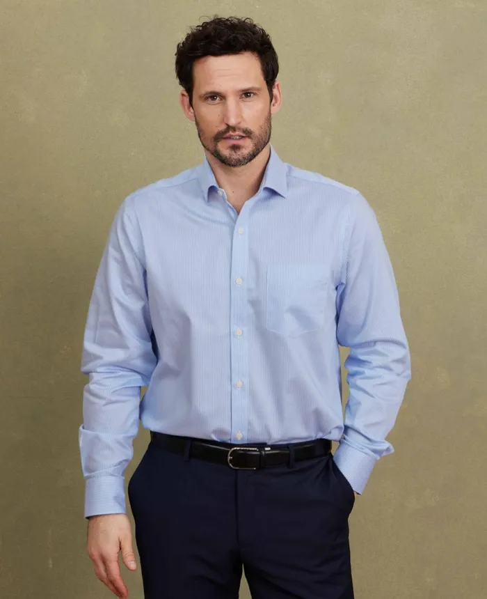 Savile Row Company Blue Cotton Twill Classic Fit Striped Formal Shirt 8211 Single Cuff Blue Stripe Men Formal Shirts Savile Row Company Blue Cotton Twill Classic Fit Striped Formal Shirt 8211 Single Cuff Blue Stripe Men Formal Shirts