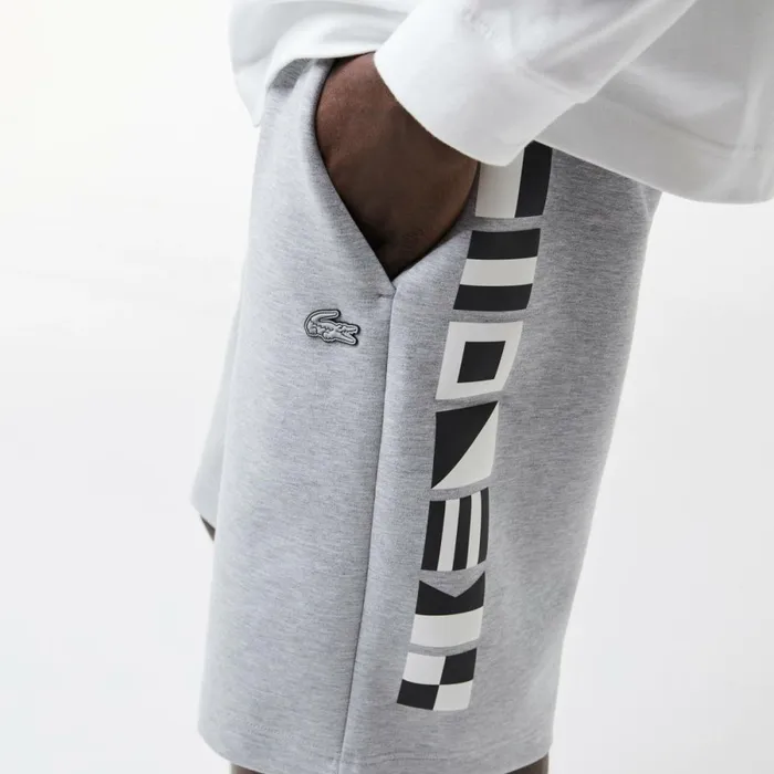 Shorts and Swim Men Lacoste Men039s Reflective Print Shorts Grey Chine Cca