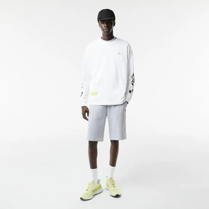 Shorts and Swim Men Lacoste Men039s Reflective Print Shorts Grey Chine Cca