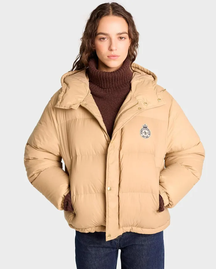 Sporty and Rich Coats Women Crown Puffer Jacket 8211 Beige