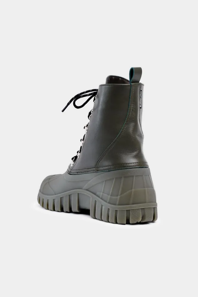 Stutterheim Patrol Boot Leather Green Women Lace Up Boots