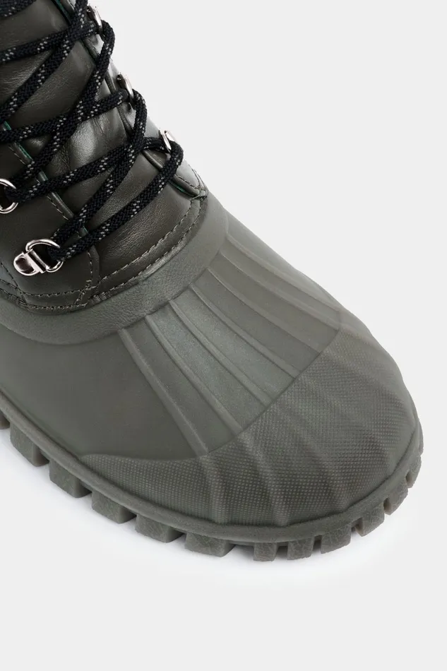 Stutterheim Patrol Boot Leather Green Women Lace Up Boots