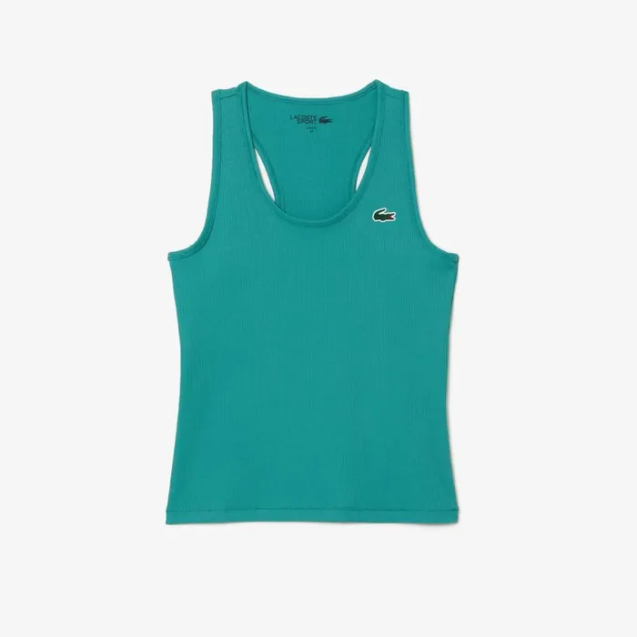 TShirts and Tops Women Lacoste Womens Sport Slim Fit Ribbed Tank Blue Si0