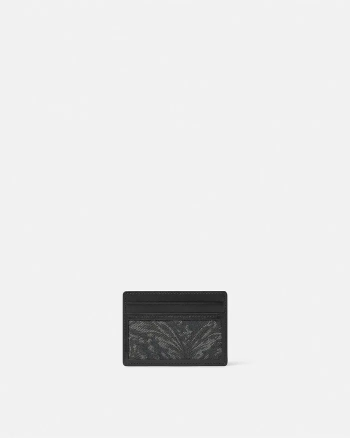 Wallets Men Versace Barocco Jacquard Cardholder Blackprint