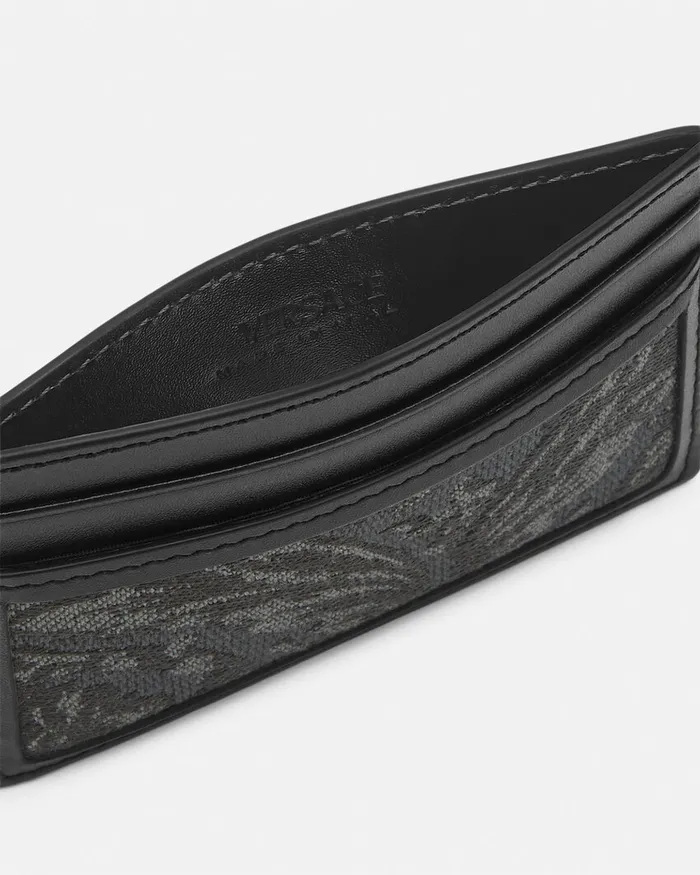 Wallets Men Versace Barocco Jacquard Cardholder Blackprint