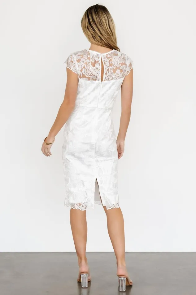 Women Bridal Baltic Born Jacqueline Embossed Midi Dress White Women Bridal Baltic Born Jacqueline Embossed Midi Dress White