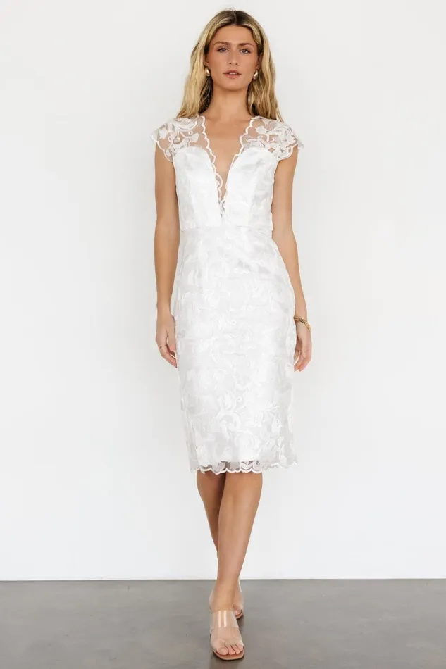Women Bridal Baltic Born Jacqueline Embossed Midi Dress White Women Bridal Baltic Born Jacqueline Embossed Midi Dress White