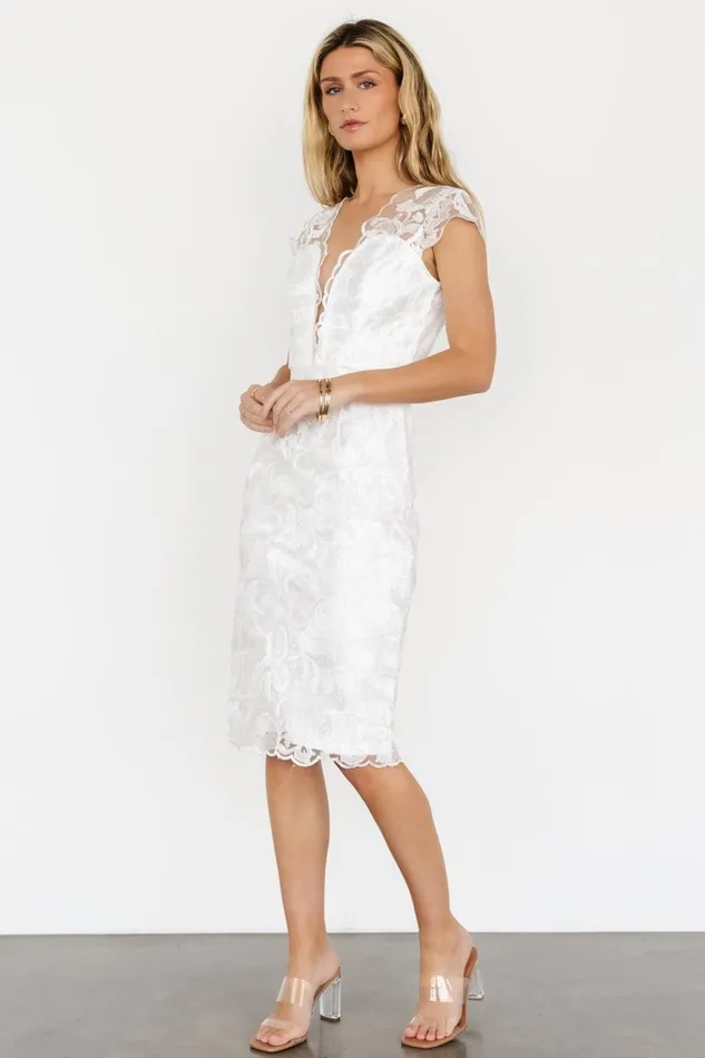 Women Bridal Baltic Born Jacqueline Embossed Midi Dress White Women Bridal Baltic Born Jacqueline Embossed Midi Dress White