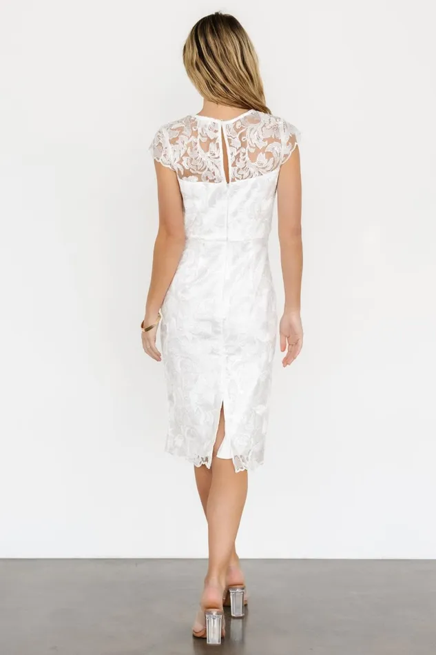 Women Bridal Baltic Born Jacqueline Embossed Midi Dress White Women Bridal Baltic Born Jacqueline Embossed Midi Dress White