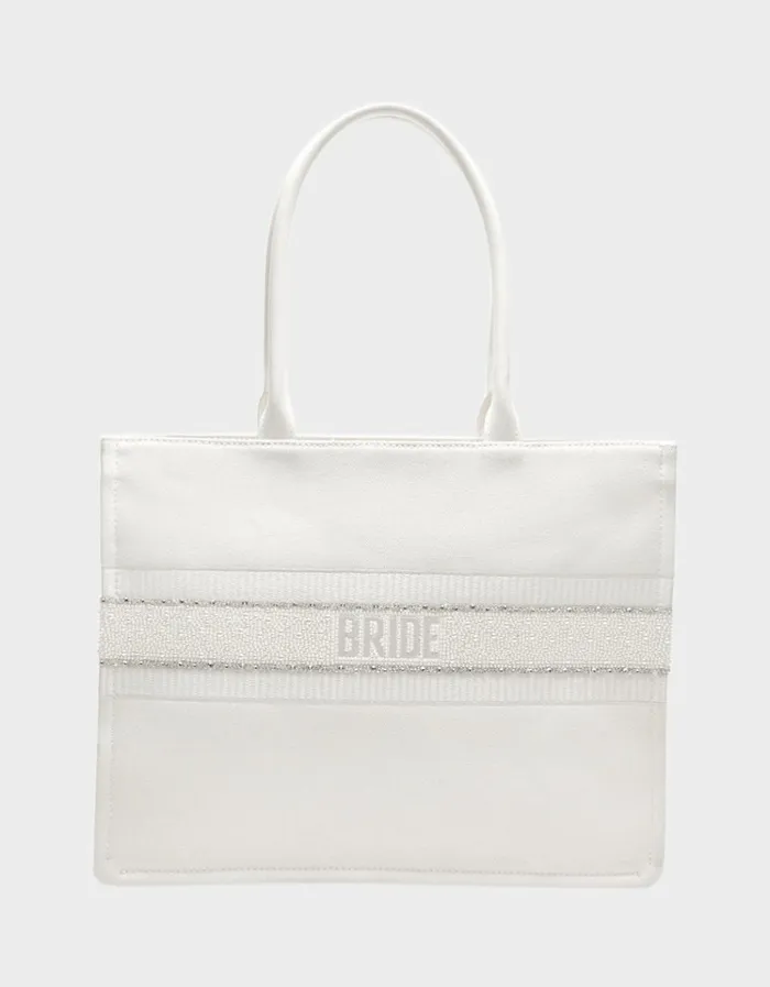 Women BRIDE TOTE WHITE Betsey Johnson