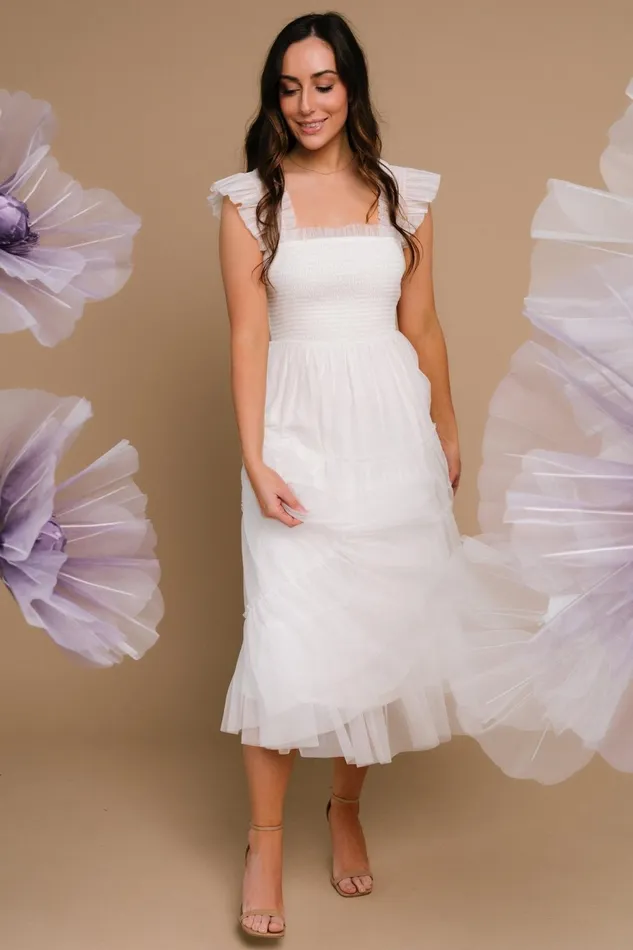 Women Bump Friendly Baltic Born Emma Smocked Tulle Dress Off White Women Bump Friendly Baltic Born Emma Smocked Tulle Dress Off White