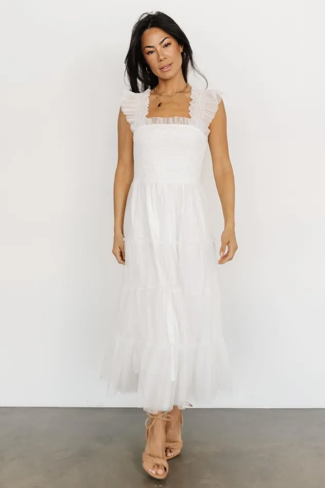 Women Bump Friendly Baltic Born Emma Smocked Tulle Dress Off White Women Bump Friendly Baltic Born Emma Smocked Tulle Dress Off White