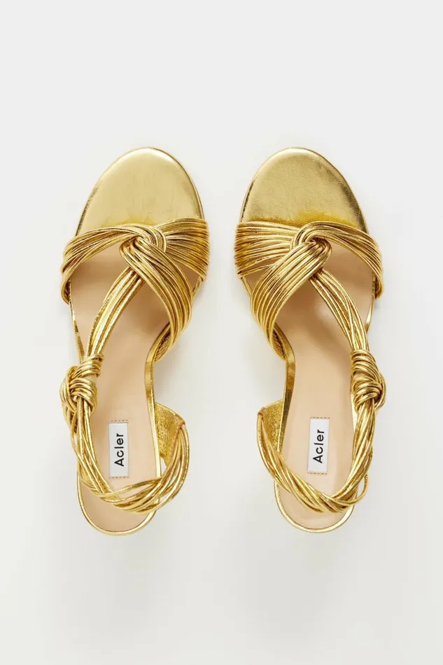 Women IVERLY KNOT WEDGE Gold Acler Shoes