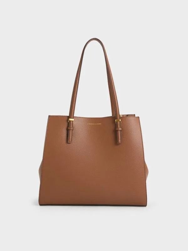Women Sansa Tote Bag 8211 Chocolate CHARLES and KEITH Slouchy Bags