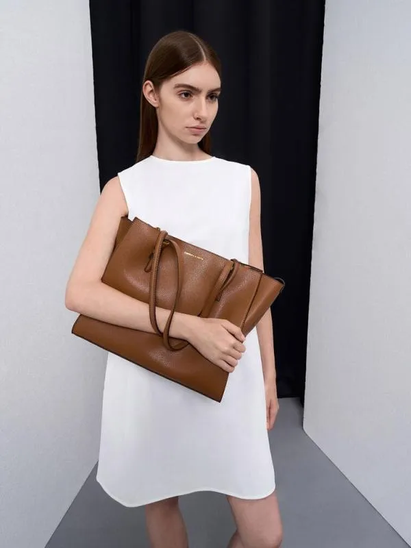 Women Sansa Tote Bag 8211 Chocolate CHARLES and KEITH Slouchy Bags