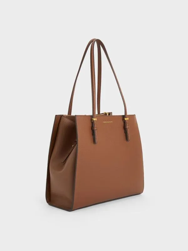 Women Sansa Tote Bag 8211 Chocolate CHARLES and KEITH Slouchy Bags