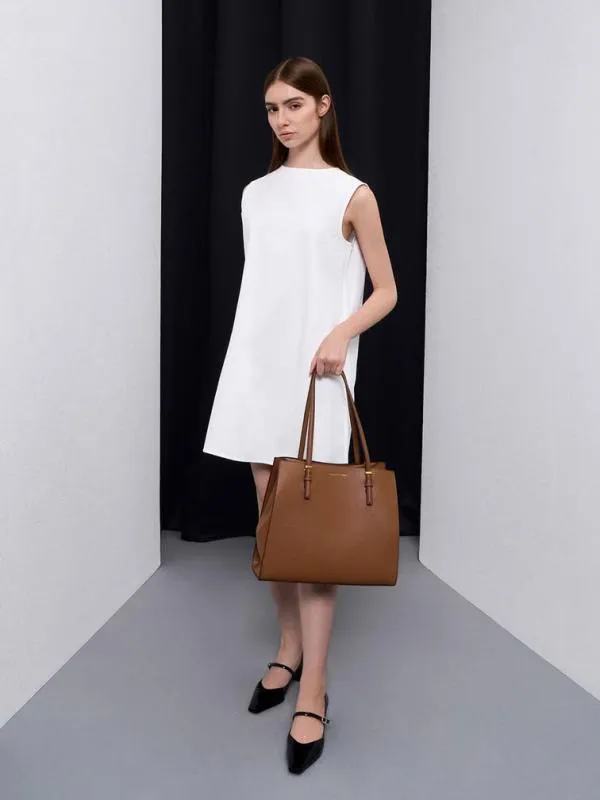 Women Sansa Tote Bag 8211 Chocolate CHARLES and KEITH Slouchy Bags