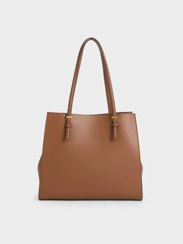 Women Sansa Tote Bag 8211 Chocolate CHARLES and KEITH Slouchy Bags