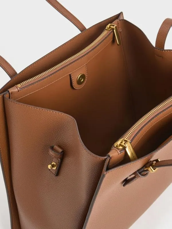 Women Sansa Tote Bag 8211 Chocolate CHARLES and KEITH Slouchy Bags