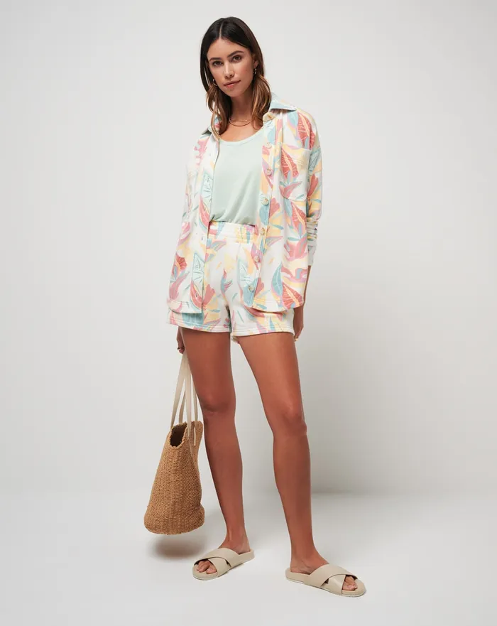 Women Shorts TravisMathew TIKI TIPSY CLOUD FLEECE SHORT Ivory Multi