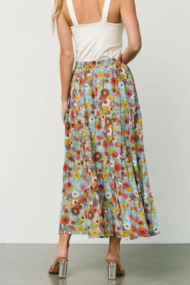 Women Skirts Baltic Born Reilly Maxi Skirt Teal Flower Print Women Skirts Baltic Born Reilly Maxi Skirt Teal Flower Print