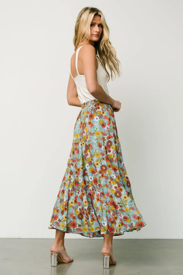 Women Skirts Baltic Born Reilly Maxi Skirt Teal Flower Print Women Skirts Baltic Born Reilly Maxi Skirt Teal Flower Print