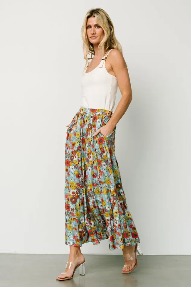 Women Skirts Baltic Born Reilly Maxi Skirt Teal Flower Print Women Skirts Baltic Born Reilly Maxi Skirt Teal Flower Print