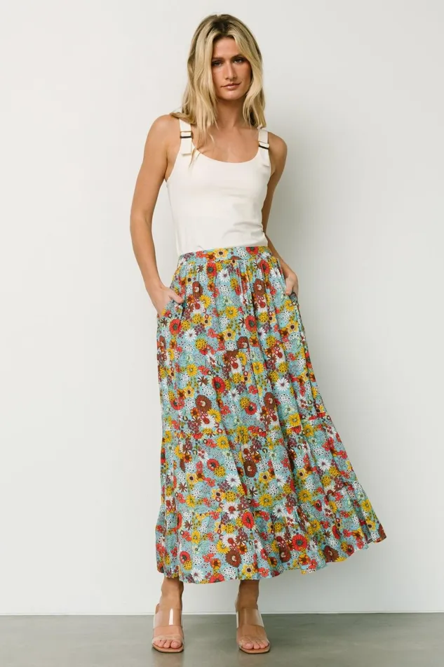 Women Skirts Baltic Born Reilly Maxi Skirt Teal Flower Print Women Skirts Baltic Born Reilly Maxi Skirt Teal Flower Print