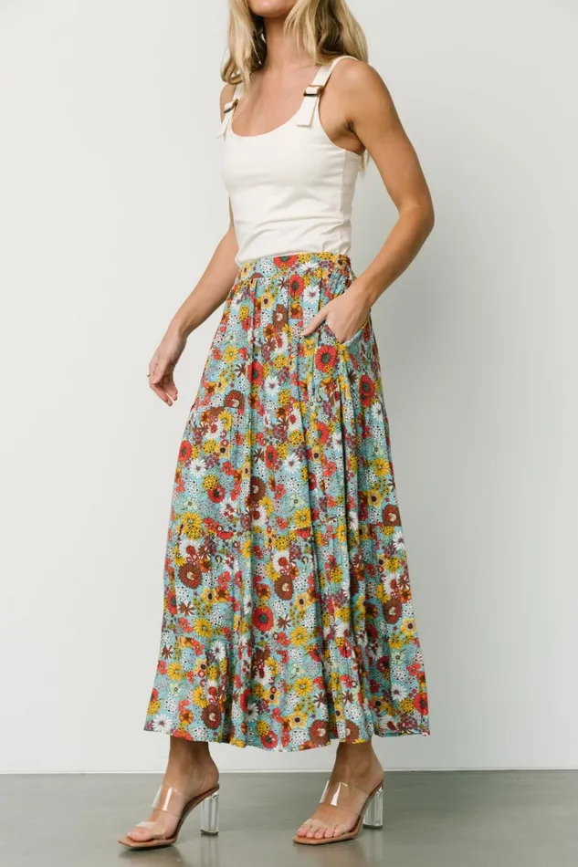 Women Skirts Baltic Born Reilly Maxi Skirt Teal Flower Print Women Skirts Baltic Born Reilly Maxi Skirt Teal Flower Print