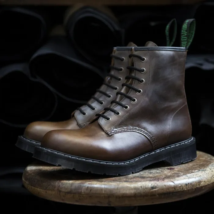 Women Solovair Derby Boots Gaucho Crazy Horse 8 Eye Derby Boot