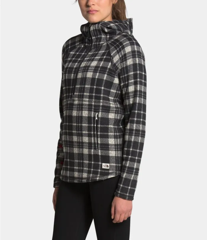 Womens Printed Crescent Hooded Pullover Vintage White Heritage 2 Plaid Print The North Face Fleece