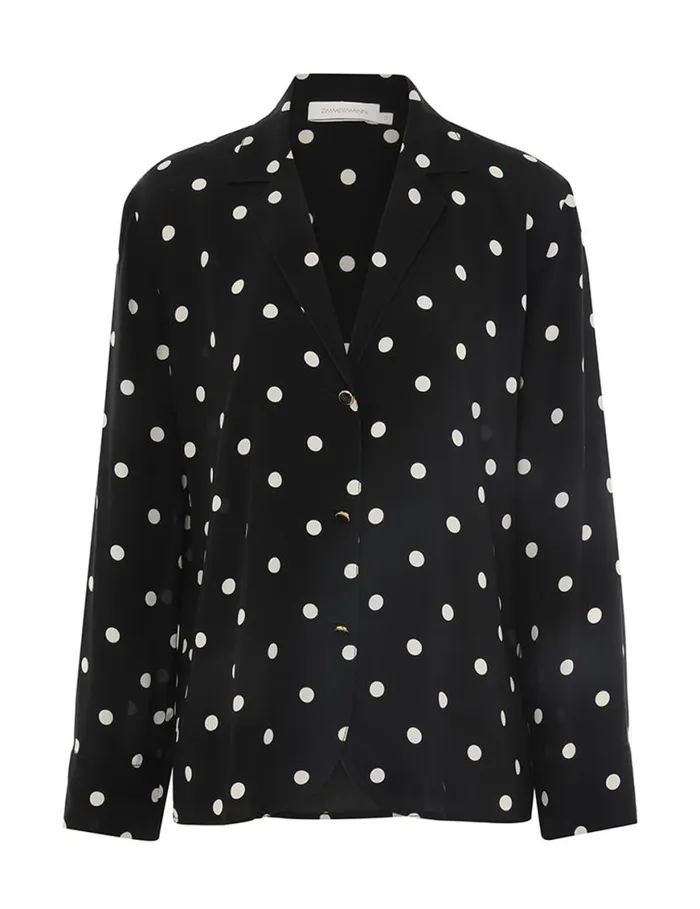 Zimmermann Clothing Lapel Shirt Black W Cream Dot 8211 Women