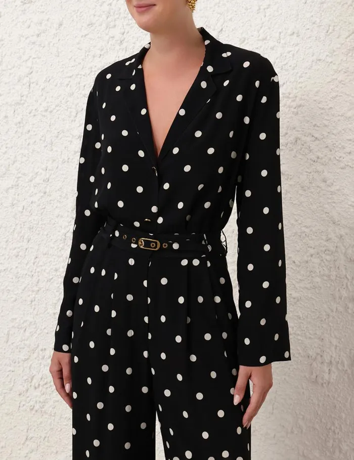 Zimmermann Clothing Lapel Shirt Black W Cream Dot 8211 Women