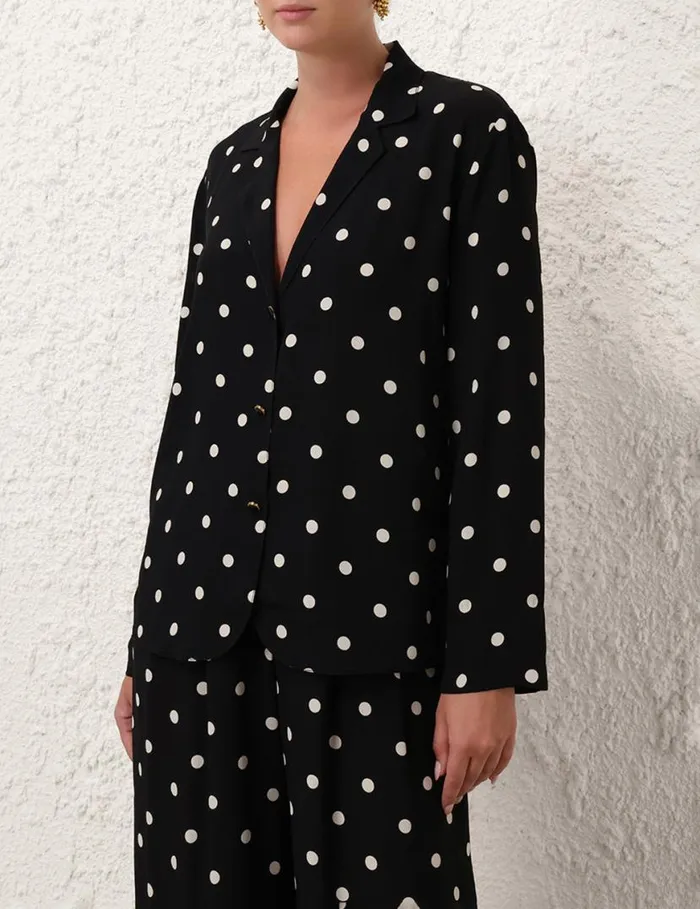 Zimmermann Clothing Lapel Shirt Black W Cream Dot 8211 Women